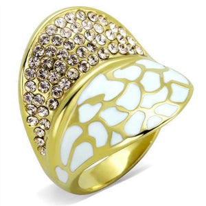 WildKlass Stainless Steel Ring IP Gold Women Top Grade Crystal Clear-WildKlass Jewelry