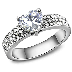 WildKlass Stainless Steel Ring High Polished Women AAA Grade CZ Clear-WildKlass Jewelry