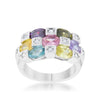 WildKlass 3.1ct Multicolor CZ Rhodium Plated Cocktail Ring-WildKlass Jewelry