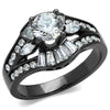 WildKlass Stainless Steel Ring IP Light Black (IP Gun) Women AAA Grade CZ Clear-WildKlass Jewelry