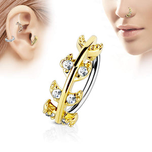WildKlass CZ Paved Vine Top 316L Surgical Steel Nose, Cartilage Hoop Rings-WildKlass Jewelry