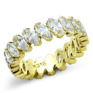 WildKlass Stainless Steel Eternity Ring IP Gold Women AAA Grade CZ Clear-WildKlass Jewelry