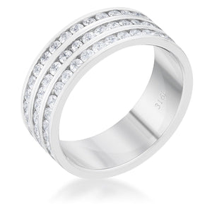 WildKlass 1.6ct CZ Rhodium Plated Stainless Steel Eternity Ring-WildKlass Jewelry