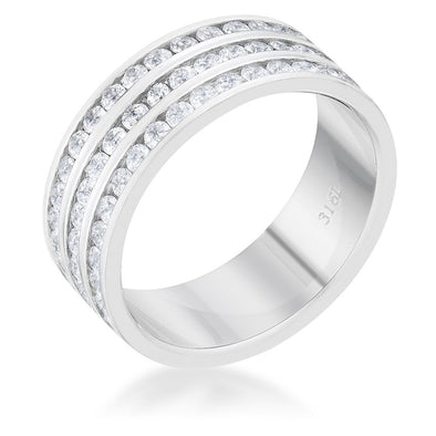 WildKlass 1.6ct CZ Rhodium Plated Stainless Steel Eternity Ring-WildKlass Jewelry