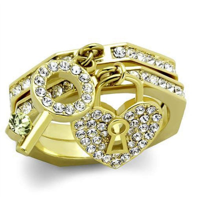 WildKlass Stainless Steel Ring IP Gold Women Top Grade Crystal Citrine Yellow-WildKlass Jewelry