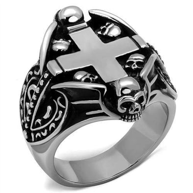 WildKlass Stainless Steel Ring High Polished Men Epoxy Jet-WildKlass Jewelry