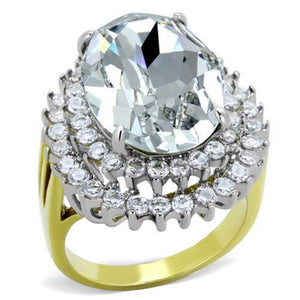 WildKlass Stainless Steel Ring Two-Tone IP Gold Women Top Grade Crystal Clear-WildKlass Jewelry