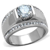 WildKlass Stainless Steel Ring High Polished (no Plating) Men AAA Grade CZ Clear-WildKlass Jewelry