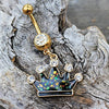 Gold Plated Glitter Epoxy Crown Dangle WildKlass Navel Ring-WildKlass Jewelry