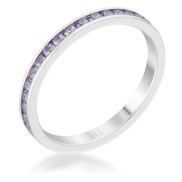 WildKlass 0.5ct Lavender CZ Stainless Steel Eternity Band-WildKlass Jewelry