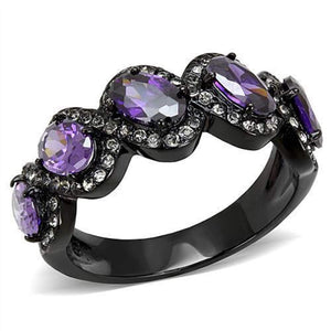 WildKlass Stainless Steel Ring IP Women AAA Grade CZ Amethyst-WildKlass Jewelry
