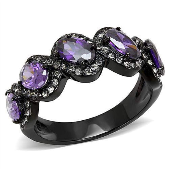 WildKlass Stainless Steel Ring IP Women AAA Grade CZ Amethyst-WildKlass Jewelry