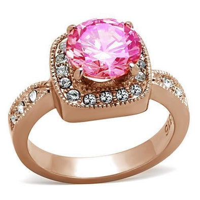 WildKlass Brass Ring IP Rose Gold Women AAA Grade CZ Light Rose-WildKlass Jewelry