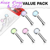 WILDKLASS 5 pcs Value Pack Illuminating Stone Set 316L Surgical Steel Nose Bone Stud Rings-WildKlass Jewelry