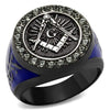 WildKlass Stainless Steel Ring Two Tone IP Light Black (IP Gun) Men Top Grade Crystal Black Diamond-WildKlass Jewelry