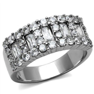 WildKlass Stainless Steel Ring High Polished Women AAA Grade CZ Clear-WildKlass Jewelry