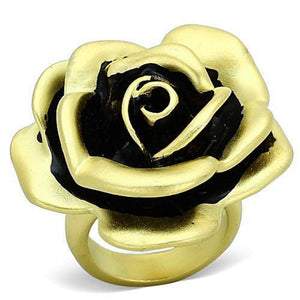 WildKlass Brass Flower Ring Matte Gold Women Epoxy Jet-WildKlass Jewelry