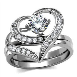 WildKlass Stainless Steel Ring High Polished Women AAA Grade CZ Clear-WildKlass Jewelry