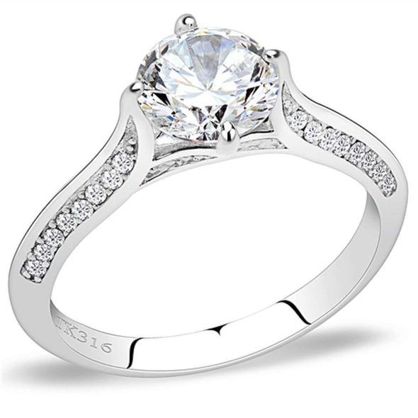WildKlass Stainless Steel Ring High Polished Women AAA Grade CZ Clear-WildKlass Jewelry