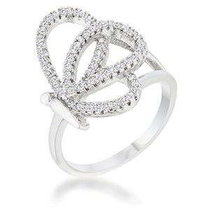 WildKlass 0.4ct CZ Rhodium Plated Pave Butterfly Ring-WildKlass Jewelry