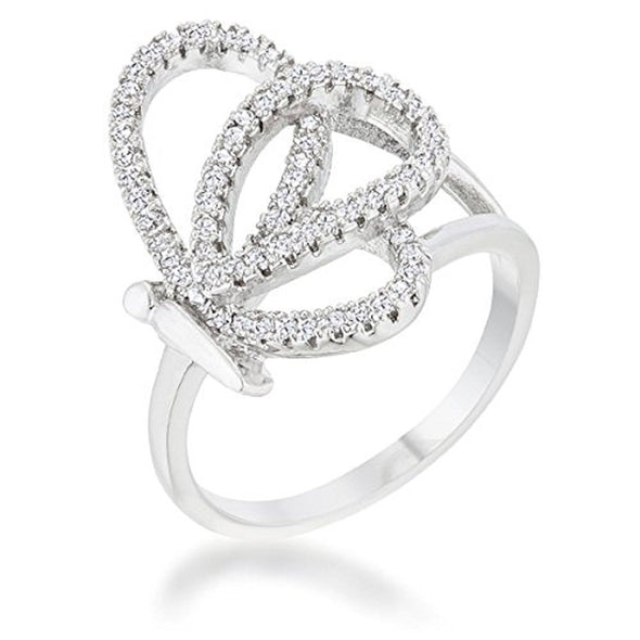WildKlass 0.4ct CZ Rhodium Plated Pave Butterfly Ring-WildKlass Jewelry