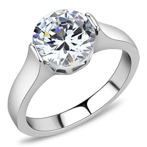 WildKlass Stainless Steel Ring High Polished Women AAA Grade CZ Clear-WildKlass Jewelry