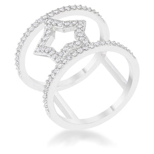 WildKlass 0.75ct CZ Rhodium Plated Star Contemporary Ring-WildKlass Jewelry