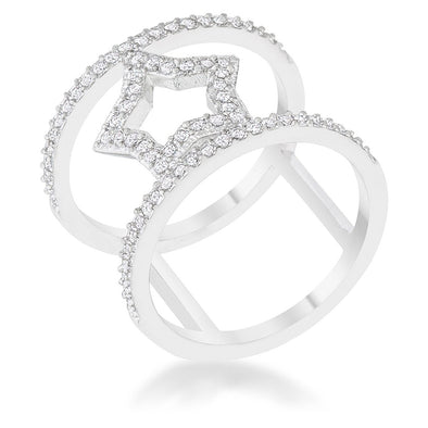WildKlass 0.75ct CZ Rhodium Plated Star Contemporary Ring-WildKlass Jewelry