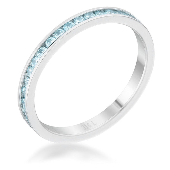 WildKlass 0.5ct Aqua CZ Stainless Steel Eternity Band-WildKlass Jewelry