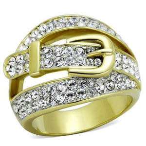 WildKlass Stainless Steel Ring Two-Tone IP Gold Women Top Grade Crystal Clear-WildKlass Jewelry
