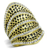 WildKlass Stainless Steel Ring IP Gold Women Top Grade Crystal Clear-WildKlass Jewelry