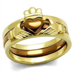 WildKlass Stainless Steel Ring IP Gold & IP Light Brown (IP Light Coffee) Women-WildKlass Jewelry