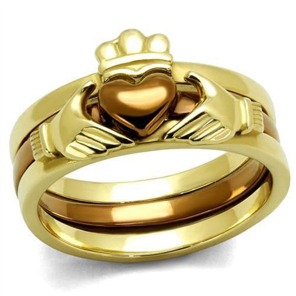 WildKlass Stainless Steel Ring IP Gold & IP Light Brown (IP Light Coffee) Women-WildKlass Jewelry