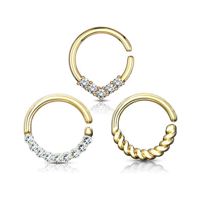 WILDKLASS 3 Pcs Assorted Hoops for Cartilage, Tragus, Septum, and More-WildKlass Jewelry