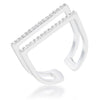 WildKlass 0.2ct CZ Rhodium Plated Pave Parallel Ring-WildKlass Jewelry