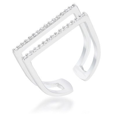 WildKlass 0.2ct CZ Rhodium Plated Pave Parallel Ring-WildKlass Jewelry