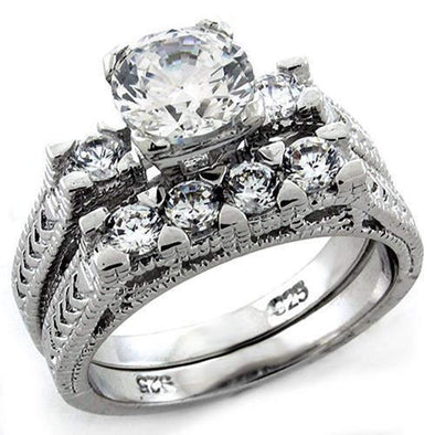 WildKlass Stainless Steel Ring Rhodium Women AAA Grade CZ Clear-WildKlass Jewelry