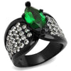 WildKlass Stainless Steel Ring IP Women Synthetic Emerald-WildKlass Jewelry