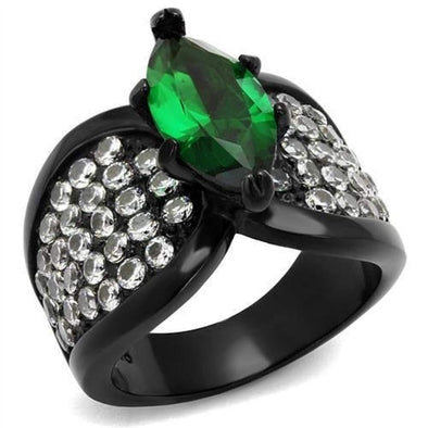 WildKlass Stainless Steel Ring IP Women Synthetic Emerald-WildKlass Jewelry