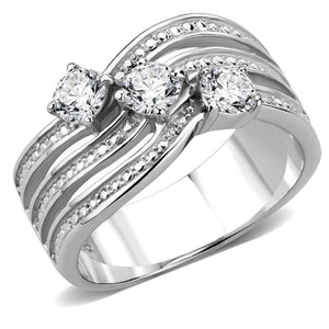WildKlass Stainless Steel Ring High Polished Women AAA Grade CZ Clear-WildKlass Jewelry