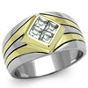 WildKlass Stainless Steel Ring Two-Tone IP Gold Men Top Grade Crystal Clear-WildKlass Jewelry