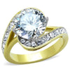 WildKlass Stainless Steel Ring Two-Tone IP Gold Women AAA Grade CZ Clear-WildKlass Jewelry