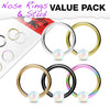 WILDKLASS 5 Pcs Value Pack Opal Ball Fixed Hoop Ring for Nose or Ear-WildKlass Jewelry