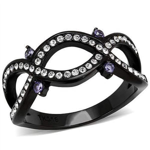 WildKlass Stainless Steel Ring IP Women AAA Grade CZ Amethyst-WildKlass Jewelry
