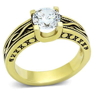 WildKlass Stainless Celtic Steel Ring IP Gold Women AAA Grade CZ Clear-WildKlass Jewelry
