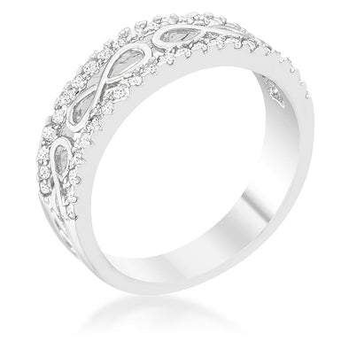 WildKlass 0.4ct CZ Rhodium Plated Contemporary Infinity Band Ring-WildKlass Jewelry