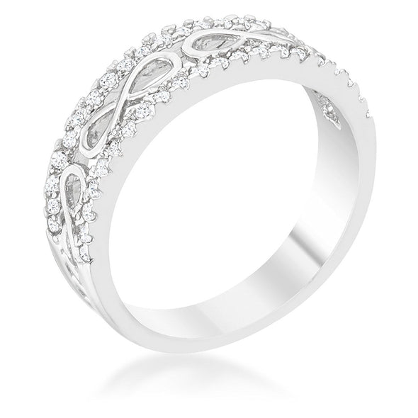 WildKlass 0.4ct CZ Rhodium Plated Contemporary Infinity Band Ring-WildKlass Jewelry
