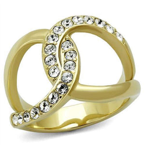 WildKlass Stainless Steel Ring Two-Tone IP Gold Women Top Grade Crystal Clear-WildKlass Jewelry