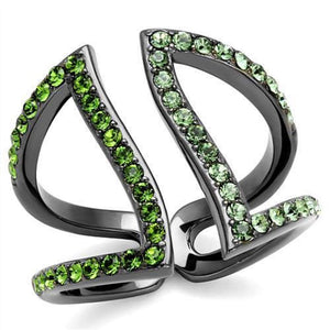 WildKlass Stainless Steel Ring IP Light Black (IP Gun) Women Top Grade Crystal Multi Color-WildKlass Jewelry