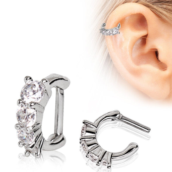 316L Stainless Steel Cascading CZ WildKlass Cartilage Clicker Earring-WildKlass Jewelry